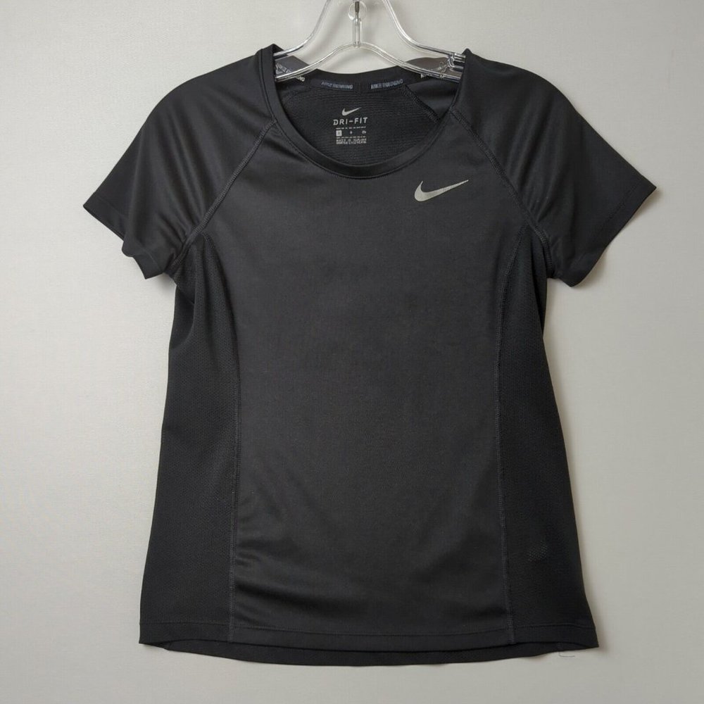 Nike Running Womens Small Size Black Crew Neck Short Sleeve Activewear Athletics